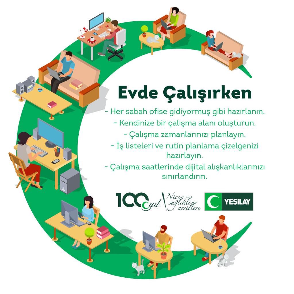 Koronavirüs salgını nedeniyle çoğumuz evden çalışıyoruz. Peki evde verimliliğimizi artırmak için yapmamız gerekenleri biliyor muyuz? İşte size birkaç öneri... #Yeşilay