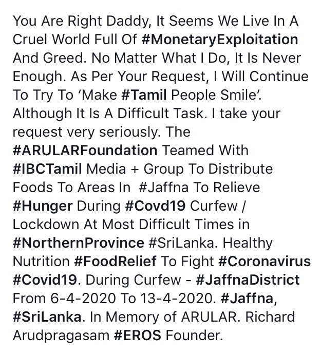 KALIARULAR_EROS's tweet photo. In Memory Of #ARULAR #EROS Founder. The #ARULARFoundation Teamed With #IBCTamil @ibctamilmedia To Distribute #FoodRelief To #Tamil #Tamils In #JaffnaDistrict #Jaffna During Curfew #Covid19 #Covid_19 Lockdown. Distribution Started 6-4-2020 #Nutrion To Fight Deadly #CoronaVirus. https://t.co/kWo9DCbt9p