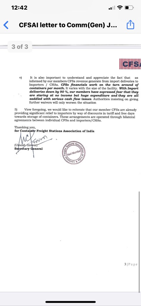 amar_mrai's tweet photo. CFSAI vide letter no CFSAI/JNCH/07/2020-21 is not adhering to the guideline issued by @shipmin_india and advisory issued by @JNCH_NhavaSheva and various other ports. We request immediate intervention and strict instructions @shipmin_india @cbic_india @PMOIndia @FinMinIndia https://t.co/YPftSlQ5YV