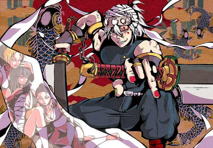 YuunaさんがTwitterに投稿した宇髄天元(鬼滅の刃)のイラスト。