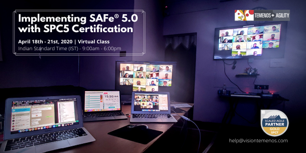 Temenos_Agility's tweet photo. Sneak peek into our #digital #classroom from where we #orchestrate all our #online #remote #SAFe #SPC5 workshops
Join us for our next learning adventure on April 18 - 21, 2020, 9:00 am - 6:00 pm (IST)
Register Now: https://t.co/LVW50bvVak Or Contact at help@visiontemenos.com https://t.co/EAeqRatb4h