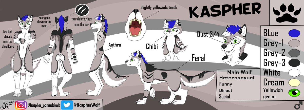 KaspherDraws's tweet photo. Fiz uma grande mudança em minha só a principal nas cores, a forma anterior era muito standart somente cinza e branco básicos, agora adicionei 3 tons de cinza e deixei com mais vida

#artwork #refsheet #furry #furryart #furrysheet #ocs #criative #art #crative https://t.co/Os6dfMUkuw