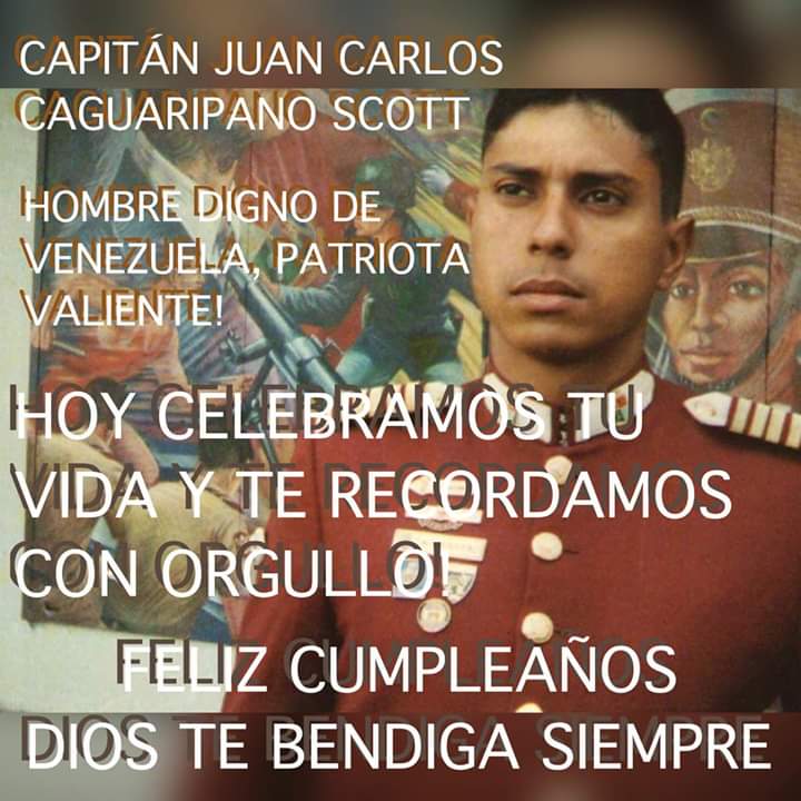 MayVenezolana's tweet photo. Feliz Cumpleaños mi Capitán Caguaripano. 
 En 2014 fue dado de baja del cuerpo militar por manifestarse en contra del gobierno y después de difundir un video donde denunciaba "la violación d la soberanía nacional"parte de "agentes cubanos" https://t.co/on63BtP9cK