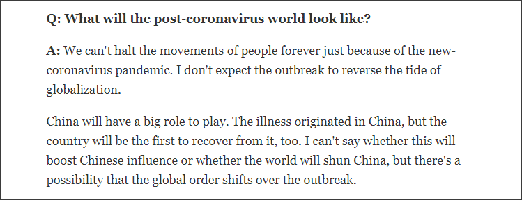 English version, https://asia.nikkei.com/Editor-s-Picks/Interview/Nobel-laureate-says-central-command-a-must-to-beat-pandemics