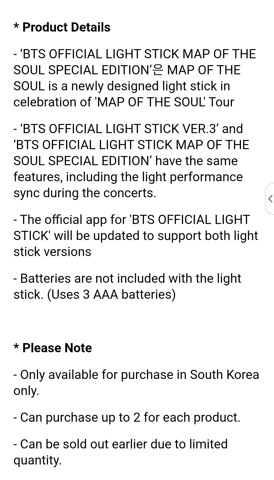BTS Official Lighstick Version 1, 2, 3 & Special Edition 