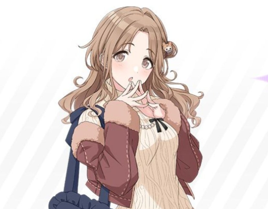 ichikawa hinana 1girl solo hair bun brown hair bag sweater looking at viewer  illustration images