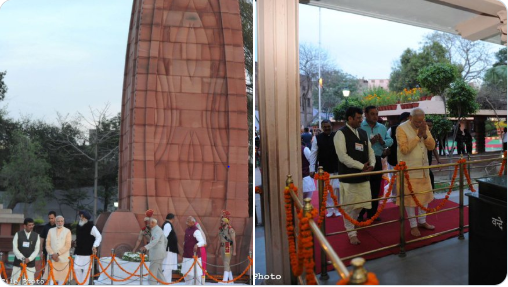 PM Modi's tribute on 101 years of #JallianwalaBagh: 
"I bow to those martyrs who were killed mercilessly in Jallianwala Bagh on this day. We will never forget their courage and sacrifice. Their valour will inspire Indians for years to come."

Photo: <a href="/narendramodi/">Narendra Modi</a>