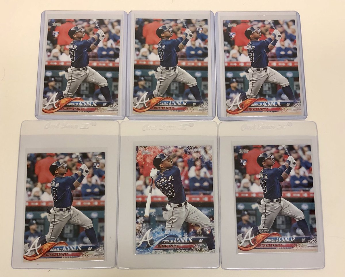 PC Day 4: The Acuña Collection (will add to pinned tweet soon). Drop your favorite Acuña’s here, or let me know if selling or trading any. Just picked up a PSA10 RC tonight! $1  @HobbyConnector Pic 1: AutosPic 2: Update RCs + HolidayPic 3: Misc RCs/PRCsPic 4: Misc 2019/20