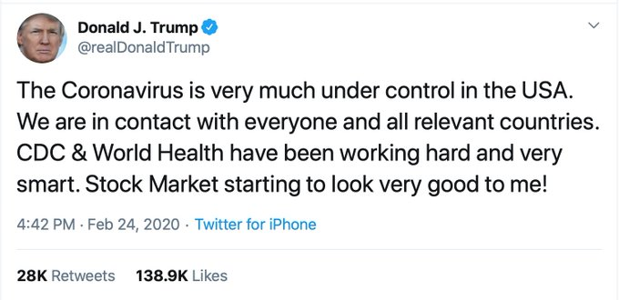 <a href="/realDonaldTrump/">Donald J. Trump</a> <a href="/nytimes/">The New York Times</a> <a href="/SecAzar/">Alex Azar</a> The only thing Fake is you.

You claim to be a Christian but spent your day lying and attacking people on Twitter. 

Not a word of sympathy for the 22,079 souls lost b/c of the Coronavirus that was 'very much under control' in February. 

#FireTrump