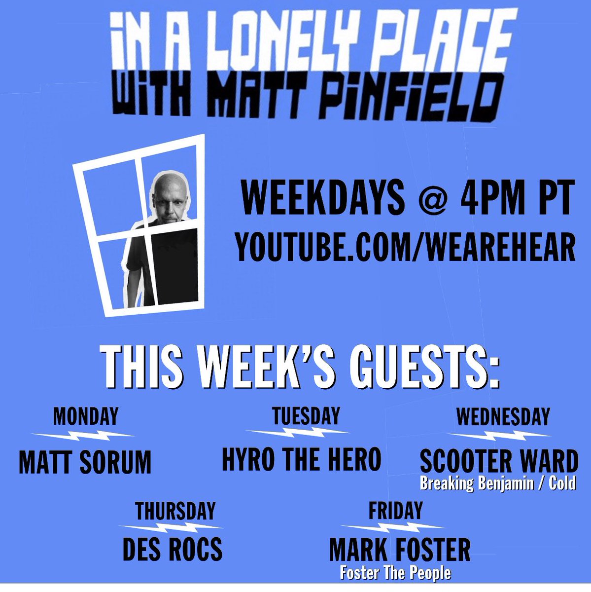 All the guests for this week on my
new show online and at home during the pandemic to raise money for Musiccares-where we catch up on life, and discuss the 7 favorite albums or artists that shaped their music, taste and gets them through. YouTube.com/WeAreHear 4 pm Pacific/7 ET
