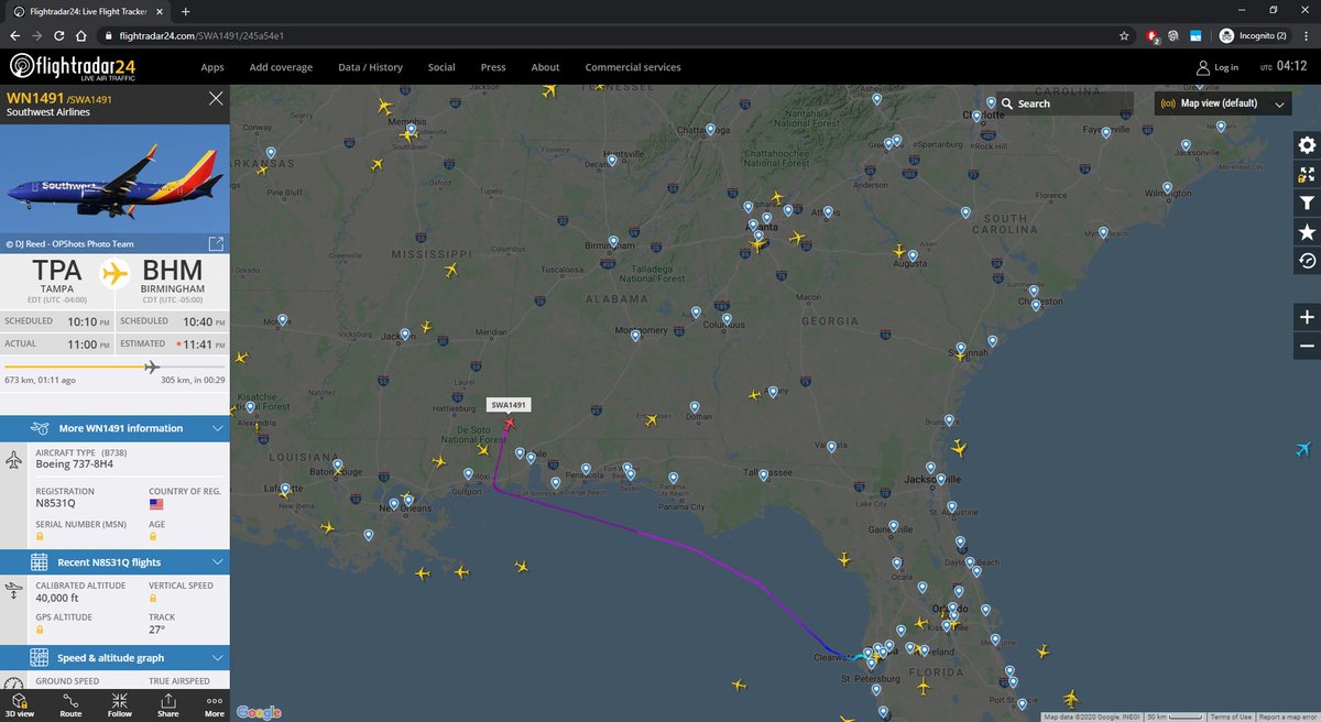 ktetch's tweet photo. Not saying we've got some serious weather heading here, but there's barely an aircraft in Alabama, and aircraft are doing all they can to avoid it, like going hundreds of miles out of the way
#GaStorms https://t.co/2Lh1IVK7Nl