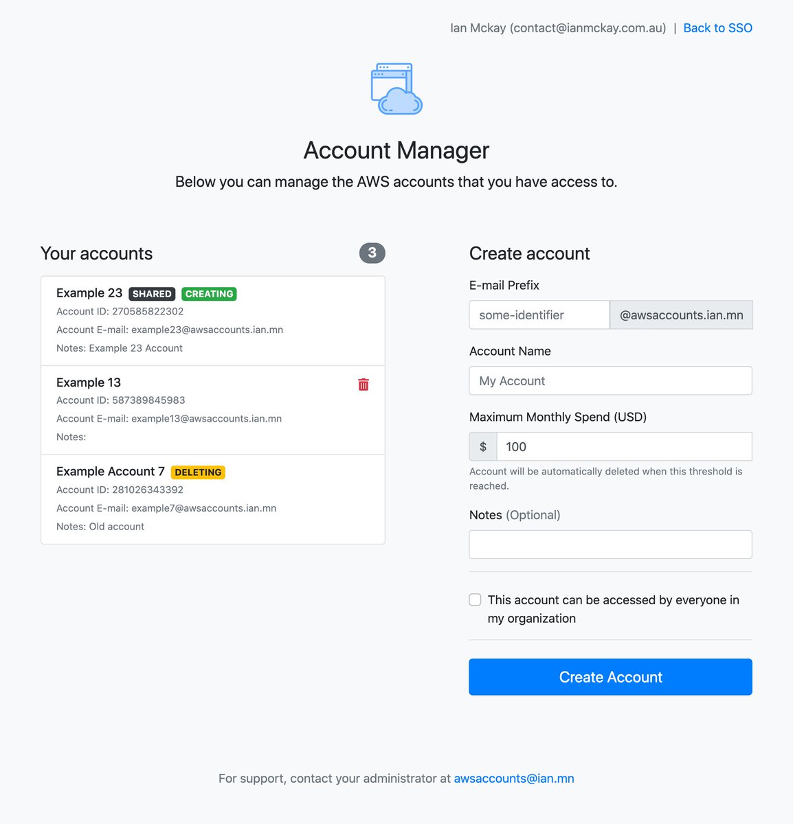 Finally releasing my #AWS account controller solution, which creates an AWS SSO application for federated users to create or delete ephemeral / sandbox accounts. 🙌 github.com/iann0036/aws-a…