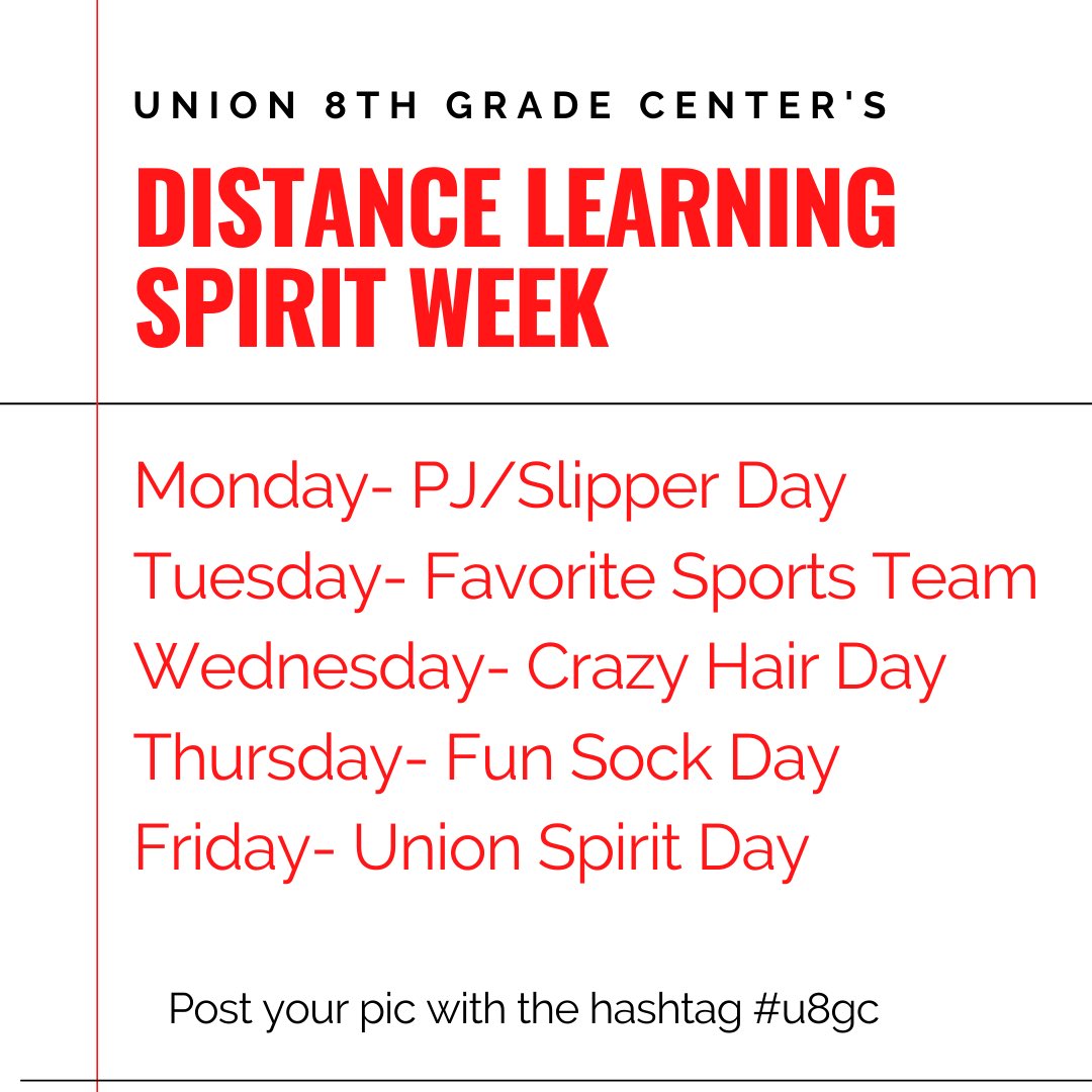It’s Distance Learning Spirit Week!  #u8gc #WeAreInThisTogether
