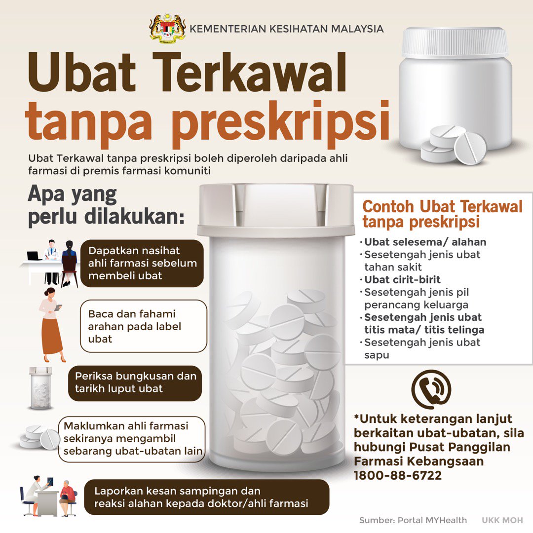 UbatOhUbat's tweet photo. Tidak semua ubat hanya boleh dibeli dengan preskripsi. Ada ubat yang terkawal tapi boleh dibeli tanpa preskripsi, 
Dengan syarat, ianya perlu melalui atau berjumpa dengan Ahli Farmasi .

Sila lihat gambar dibawah: https://t.co/GTMtjSOIYT