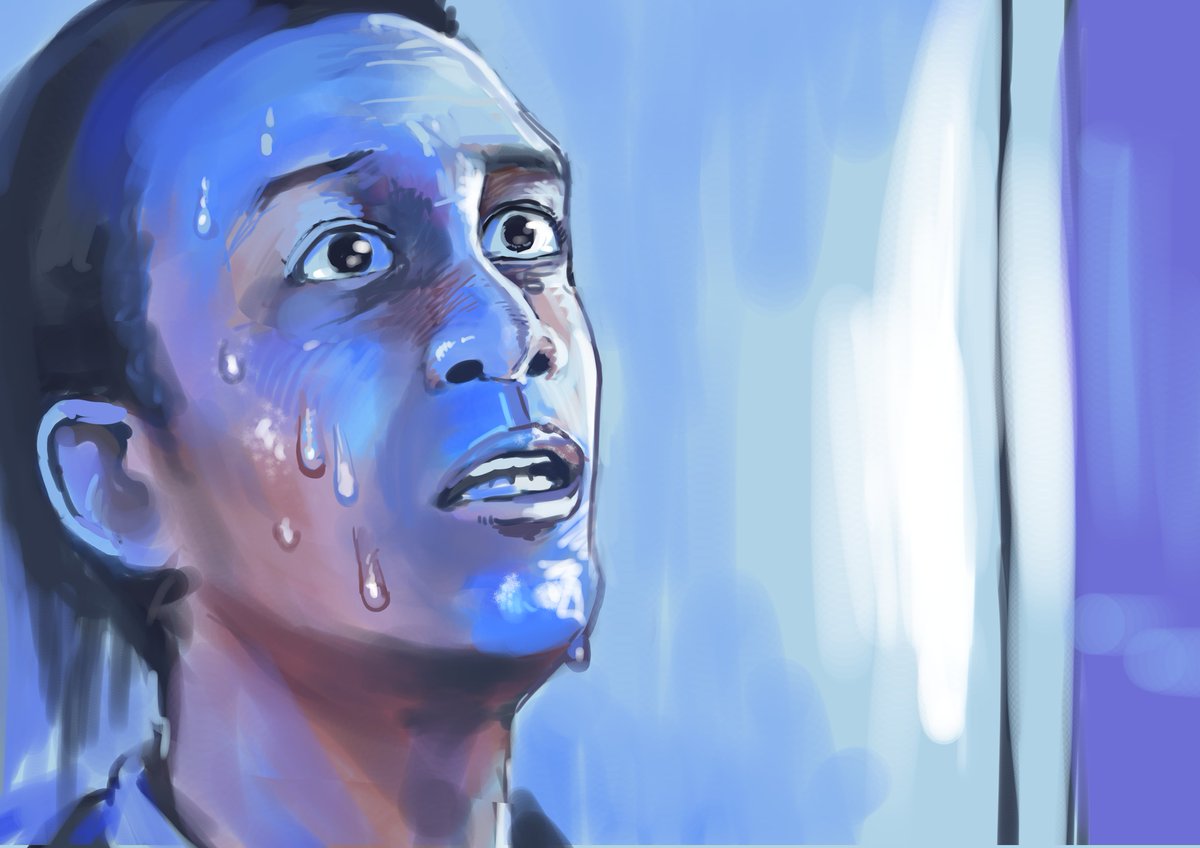1boy solo male focus sweat meme blue theme black hair  illustration images