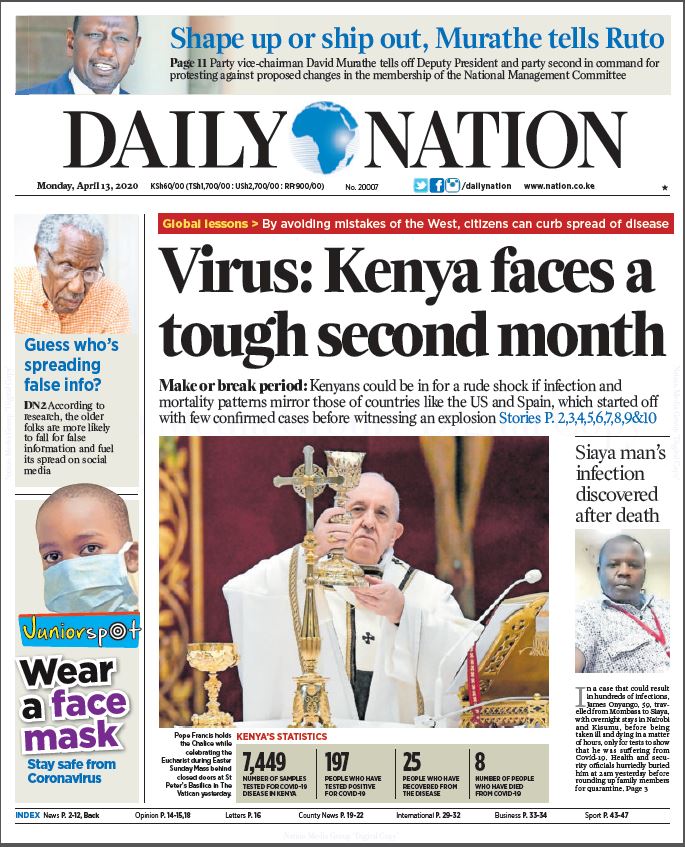 Kiss 100 Kenya Kenyan Newspaper Headlines Today Mon 13th April Kameneandkibe Kamenegoro Kibeandy