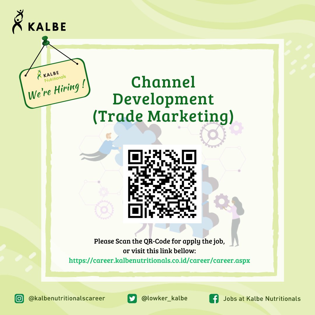 Lowker_KALBE's tweet photo. Hallo, sobat KNers!

Kalbe Nutritionals is looking for Channel Development (Trade Marketing). Please scann the QR-Code for more details and apply the job, or you can visit this link bellow :

https://t.co/82YS99ljQg

Lets join with us to #BePartofKN https://t.co/PnCKXf5mOG