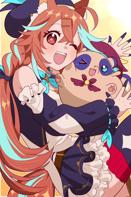 こんちゃんぽんちゃん、動けるようになっておめでとうございますー!! ずっと描いてみたかったファンアートです、いつもお2人のツイートに盛大に和んでいます! これからのご活躍も楽しみにしております!#朝比奈みてみて 