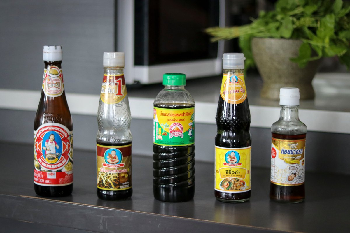 We use five different sauces:- Oyster Sauce- Thin Soy Sauce- Soy Sauce- Black Soy Sauce- Fish Sauce