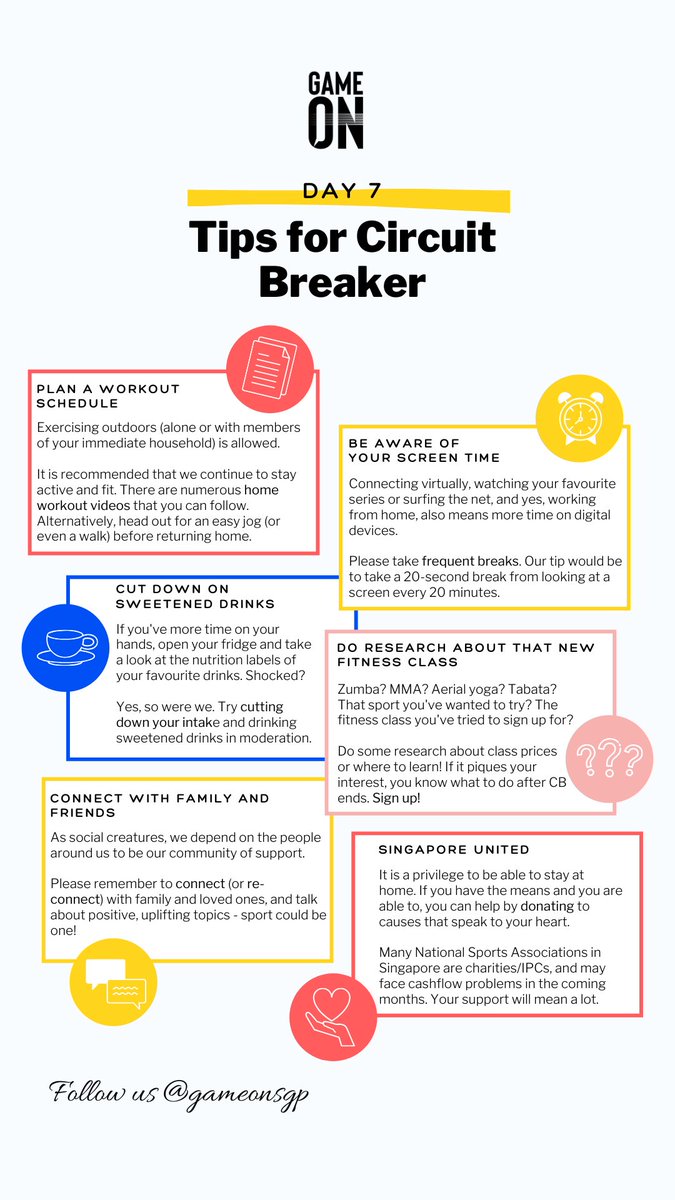GameOnSGP's tweet photo. Day 7: Tips for CB

#SGUnited 
#COVIDー19 
#Singapore
#CircuitBreakerSG
#GameOnSingapore https://t.co/LVga5vWd5v