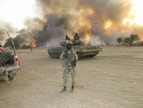 One MLRS system can saturate an area the size of two football fields with 122 mm rockets. The scene of a rocket artillery barrage always look like this.