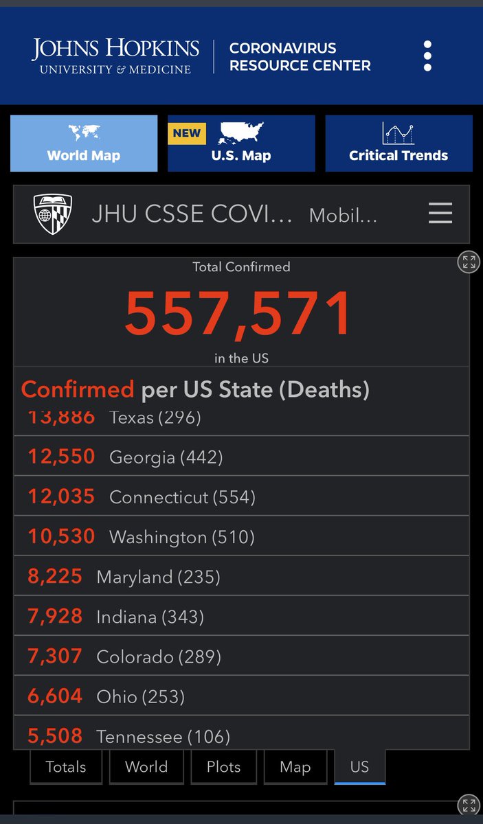4/12/20 https://coronavirus.jhu.edu/map.html 
