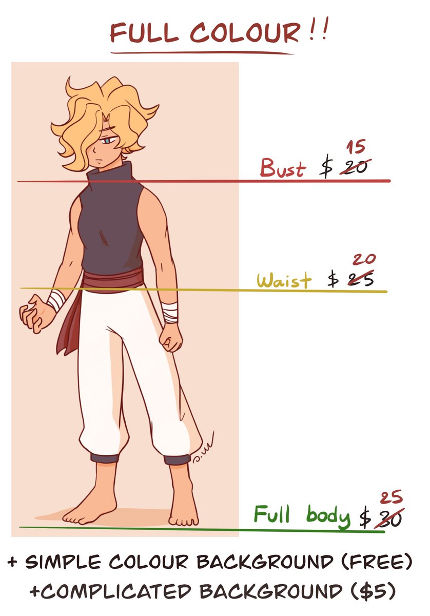 I decided to lower the prices of art commission, due to quarantine. 