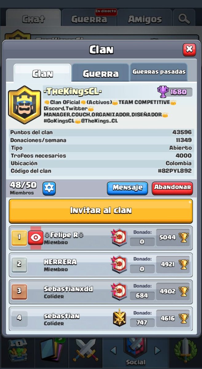 (1/2)
Informamos a los seguidores del equipo que oficialmente ya está el nuevo clan de la Familia #KingsCL 
Antiguamente Top local 

Después de que el día 10/11/2018 tuviera que cerrar.

Clan antiguamente: