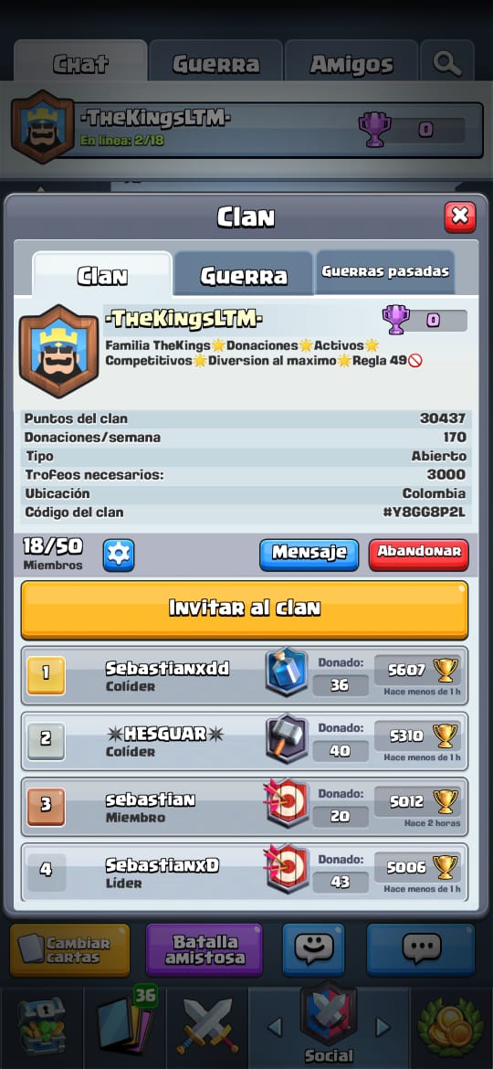 (2/2)
- Actualmente estamos recibiendo a todo aquel que supere sus +4000 copas :

- Con mentalidad de superarse competitivamente 

- Con la mejor energía para aportar al clan 

Llegamos más fuertes que nunca te esperamos King 👑💯
#GoKingsLTM #ClashRoyale 

Clan actualmente: