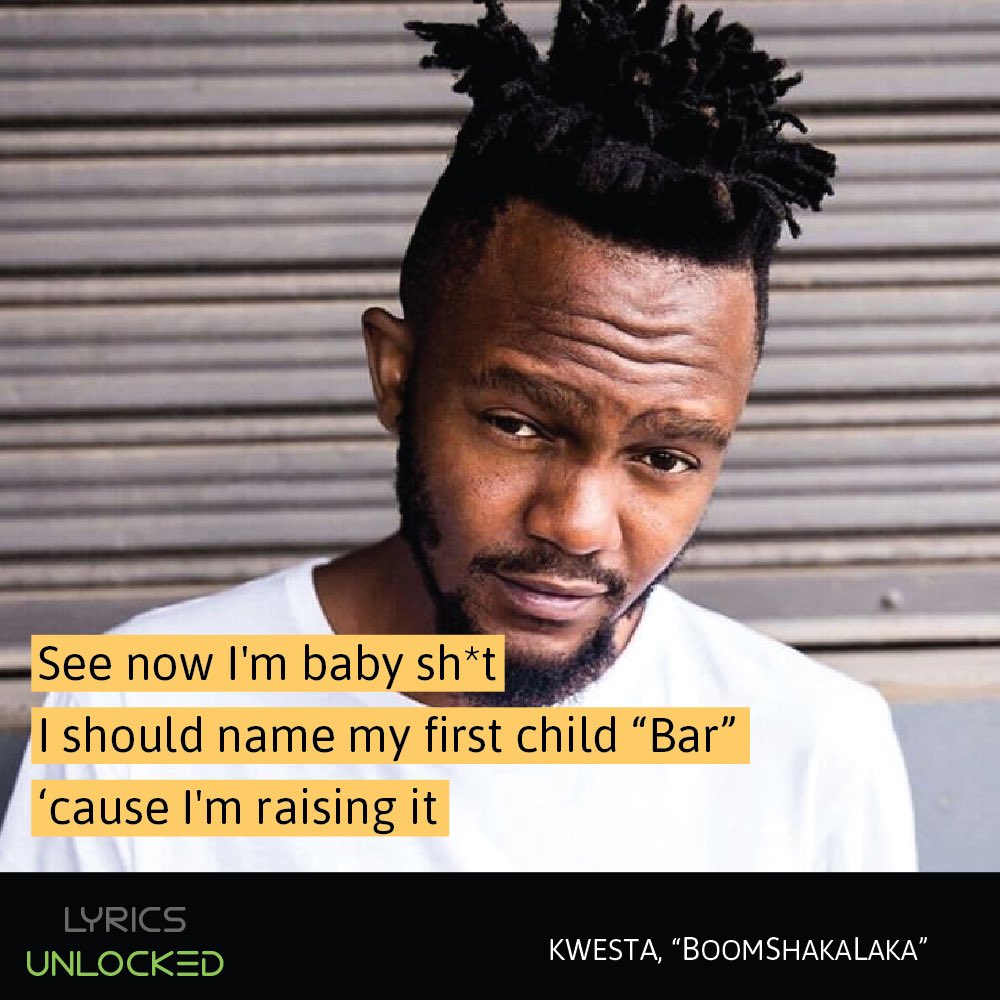 UnlockedLyrics's tweet photo. Do you still remember this fire🔥 line by one of the finest lyricists on the continent? @KwestaDaKAR #BoomShakaLaka #LockdownSA https://t.co/kvKvOrInt5