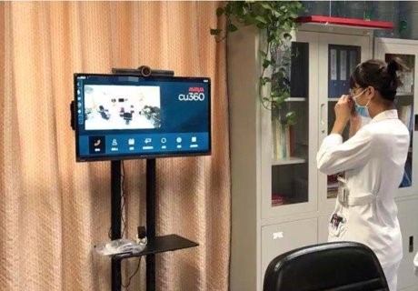 Isolation Ward Remote Diagnosis Solution​; Avaya' smart video device CU360 with #avayaspaces helps doctors to conduct diagnosis without visiting isolation wards, thus reducing the risk of infections and avoiding waste of valuable medical resources...