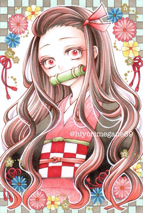 ひよりこ✴️ 【ぺたりずむ展サテライト3】(11月/東京)さんがTwitterに投稿した竈門禰豆子(鬼滅の刃)のイラスト。