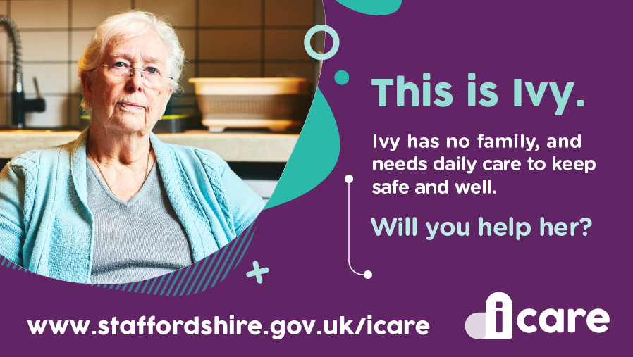 StaffordshireCC's tweet photo. Can you help to care for people like Ivy? Vulnerable self-isolators in Staffordshire are relying on us. Sign up to I Care today: https://t.co/aa45s89nAB 

#icare #staffordshire #covid19 #coronavirusuk https://t.co/skBXkdv6JZ