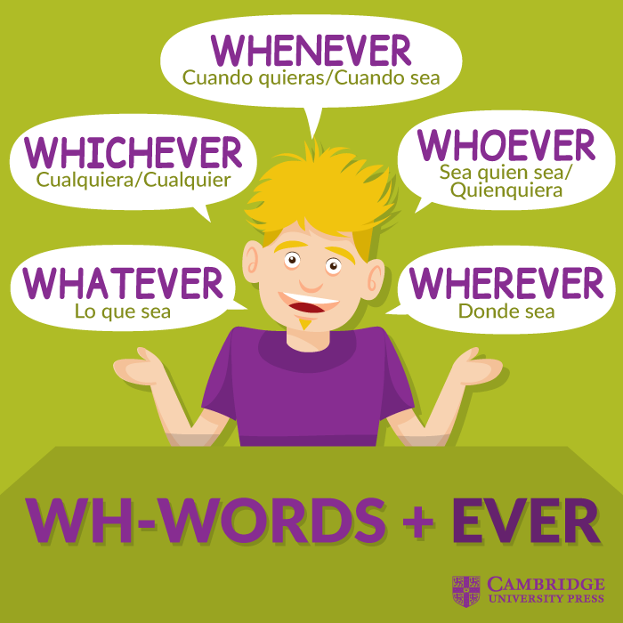 CambridgeEngSP's tweet photo. ¿Sabías que cuando añadimos ever a las “wh-words” o “question words” como how, what o which cambiamos su significado?. Puedes usar estas palabras cuando la respuesta a una elección te es indiferente o te vale cualquiera de las opciones propuestas. https://t.co/gCL2VCK3gI