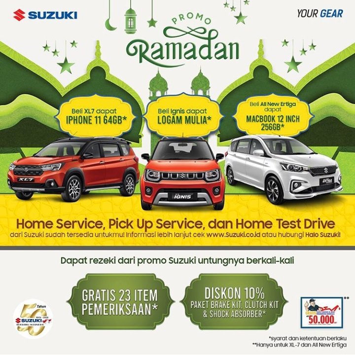 EListener buat kamu yang lagi nyari mobil tapi gak mau ribet karena harus #dirumahaja nih nikmati promo dari Suzuki yang menawarkan home servive, pick up service, home test drive plus hadiah keren. So buruan klik Suzuki.co.id atau hubungi Halo Suzuki sekarang😊
