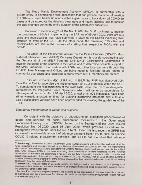 READ: President Rodrigo Duterte's third weekly report to Congress on his special powers. (4/7)