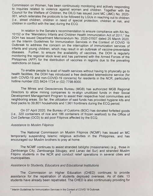 READ: President Rodrigo Duterte's third weekly report to Congress on his special powers. (2/7)