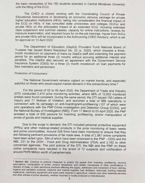 READ: President Rodrigo Duterte's third weekly report to Congress on his special powers. (2/7)