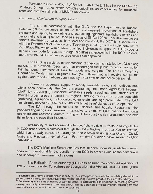 READ: President Rodrigo Duterte's third weekly report to Congress on his special powers. (3/7)