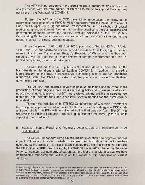 READ: President Rodrigo Duterte's third weekly report to Congress on his special powers. (6/7)