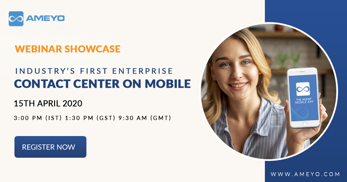 AmeyoCIM's tweet photo. Worried about #businesscontinuity during this #covid19crisis? Your smartphone is the answer to all your problems. Join our live webinar https://t.co/eDyC6tQ78X on 15th April with Sachin Bhatia, Co-founder, Ameyo, and ANUBHUTI KUSHWAHA, solutions expert at Ameyo to learn more. https://t.co/mkdpE5ZdxN
