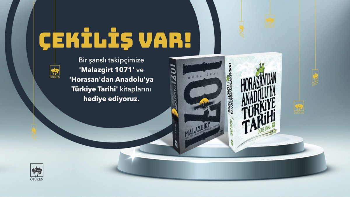 ÇEKİLİŞ VAR! 

Bir şanslı takipçimize, "Malazgirt 1071" ve "Horasan'dan Anadolu'ya Türkiye Tarihi" kitaplarını hediye ediyoruz.

Yapmanız gerekenler, bizi takip etmek ve bu görseli RT yapmak!