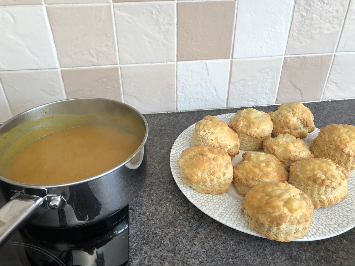 Homemade lunch! #soup #cheesescones #EasterMonday #StayHomeSaveLives #chuffed