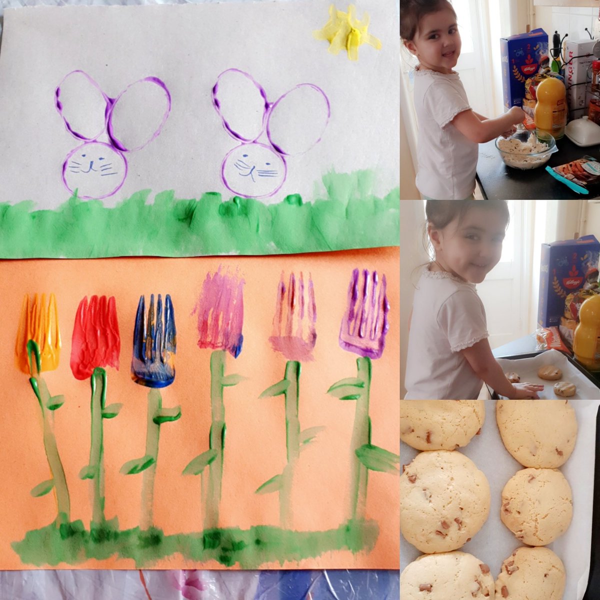 SharanC19's tweet photo. Easter Sunday - baking, arts & crafts #QuarantineLife #keepingdaughterentertained #kidsbaking #itseaster https://t.co/6Q5RnDUzgH