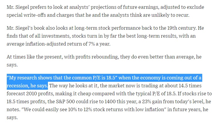 this is the most important takeaway, especially for those saying stocks look expensive now (assuming we've bottomed): they always do coming out of recession