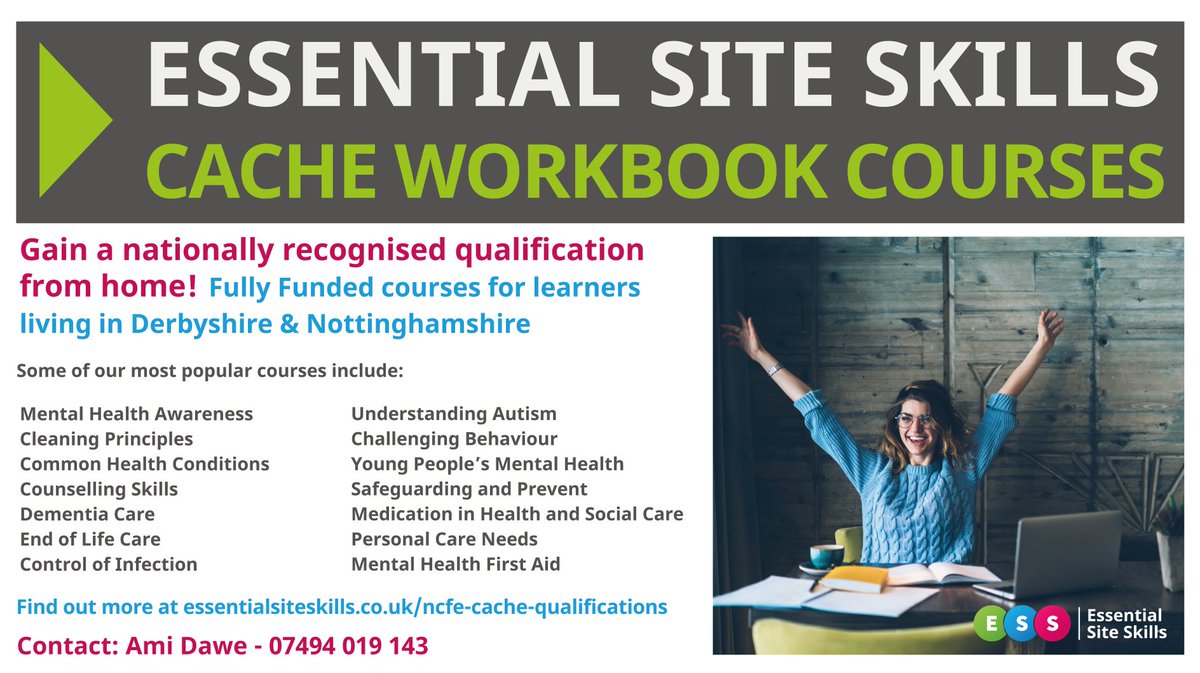 Esssiteskills's tweet photo. Explore our range of CACHE Workbook Courses and get a nationally recognised qualification from home!

Interested? Contact Ami Dawe by emailing ami.dawe@essentialsiteskills.com, or calling 07494 019 143.

https://t.co/O5AE0py5IF

#qualifications #training #workingfromhome #news https://t.co/zHelHUCRQX