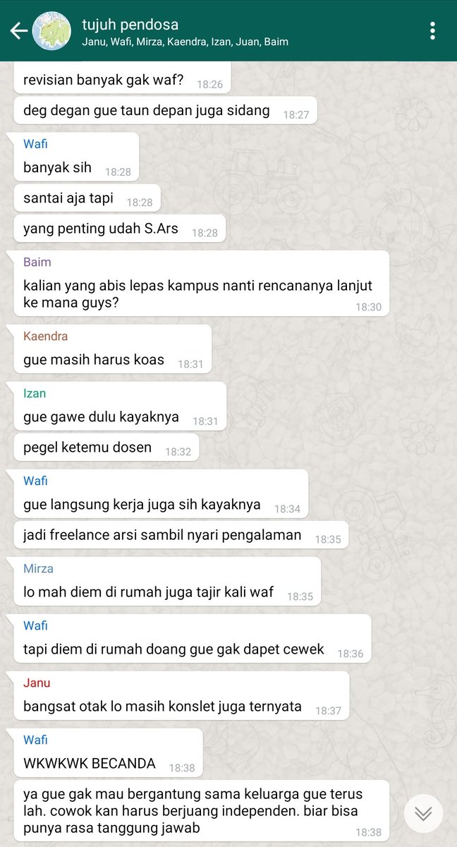 tujupendosa's tweet photo. kira-kira beginilah konversasi mereka sebelum ada di @tujuhpendosa https://t.co/qXvFBinArm