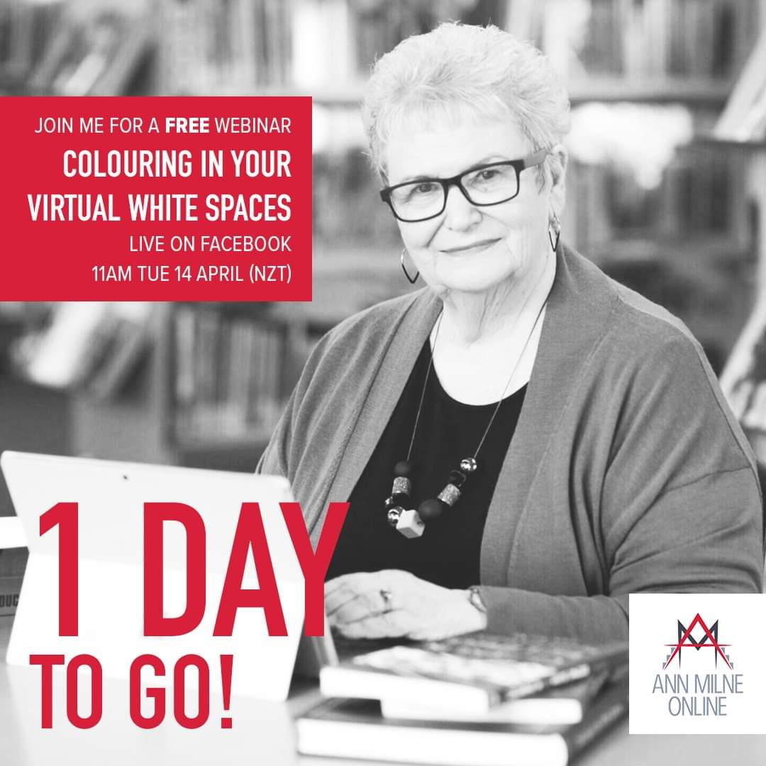11 am today (Tuesday 14 April) everyone - on my Ann Milne Education Facebook Page. Replay at 7.30 pm tonight.