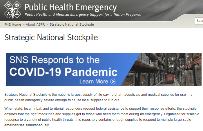 luckyjade1212's tweet photo. #FireTrump American taxpayer money is used for a stockpile of equipment and supplies, for a *national* health emergency. Jared said that the SNS is actually *their* stockpile, so the Ministry of Public Enlightenment and Propaganda updated the SNS site. #FireJaredToo https://t.co/klAQ34OmLj