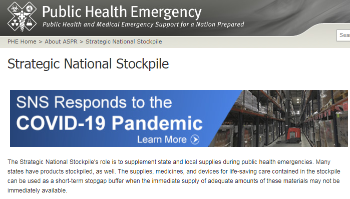 luckyjade1212's tweet photo. #FireTrump American taxpayer money is used for a stockpile of equipment and supplies, for a *national* health emergency. Jared said that the SNS is actually *their* stockpile, so the Ministry of Public Enlightenment and Propaganda updated the SNS site. #FireJaredToo https://t.co/klAQ34OmLj